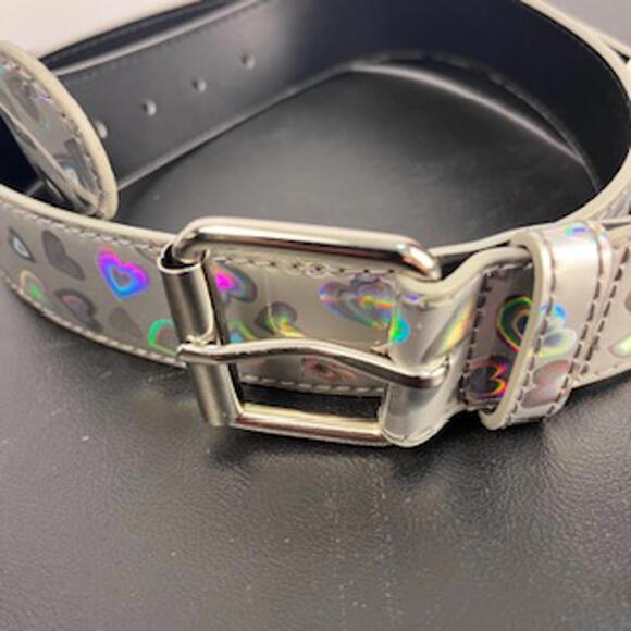 Retro Y2K Holographic Hearts Belt Size L waist 35-38 in - Picture 3 of 9